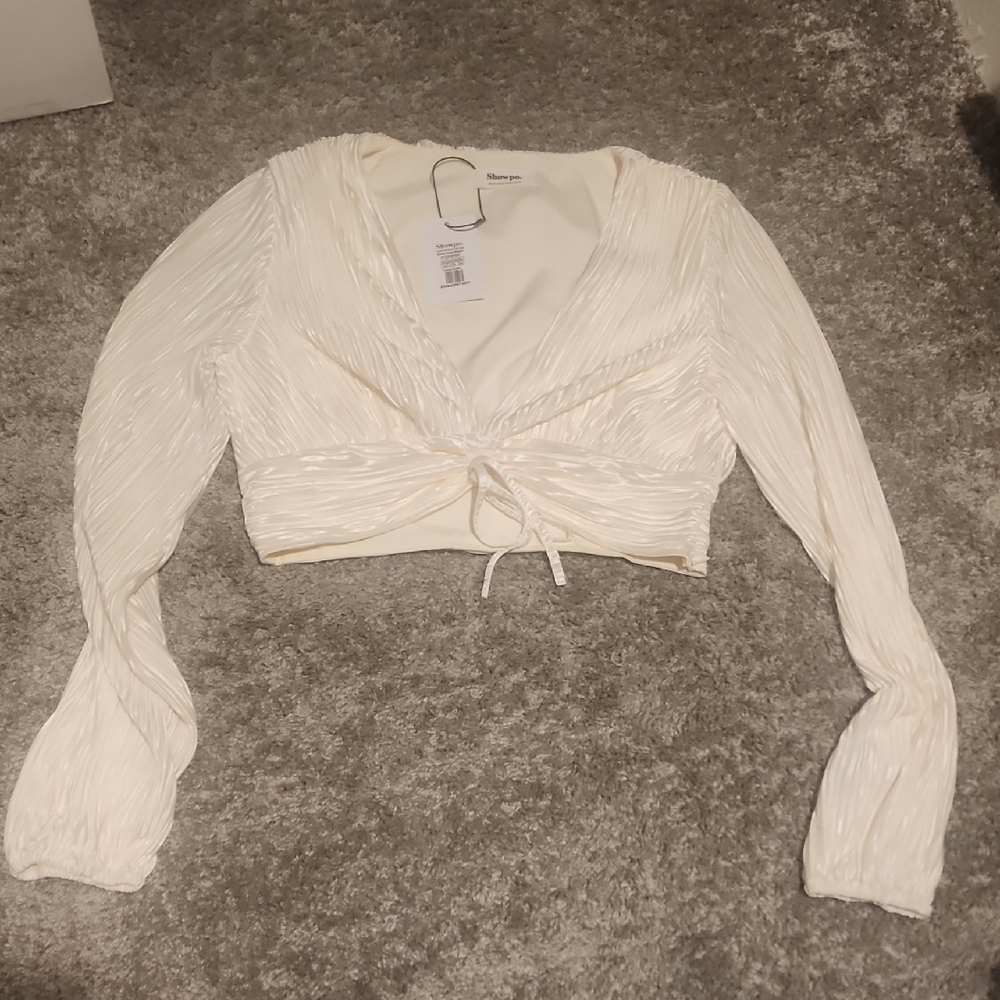 Stylish Vneck Long Sleeve Crop Top